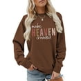 thumbnail image 1 of Women'S Letter Printed Sweater Crew Neck Long Sleeve Pullover Sweaters for Women Brown XXL, 1 of 5