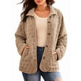 thumbnail image 1 of Women'S Light Weight Quilted Jacket Casual Winter Open Front Button Down Puffer Coat Outwear Cardigan Khaki XXL, 1 of 8