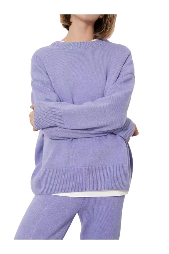 Women'S Light-Weight Soft Petite Crewneck Solid Plain Sweaters Fall Winter Pullover Jumper Tops L