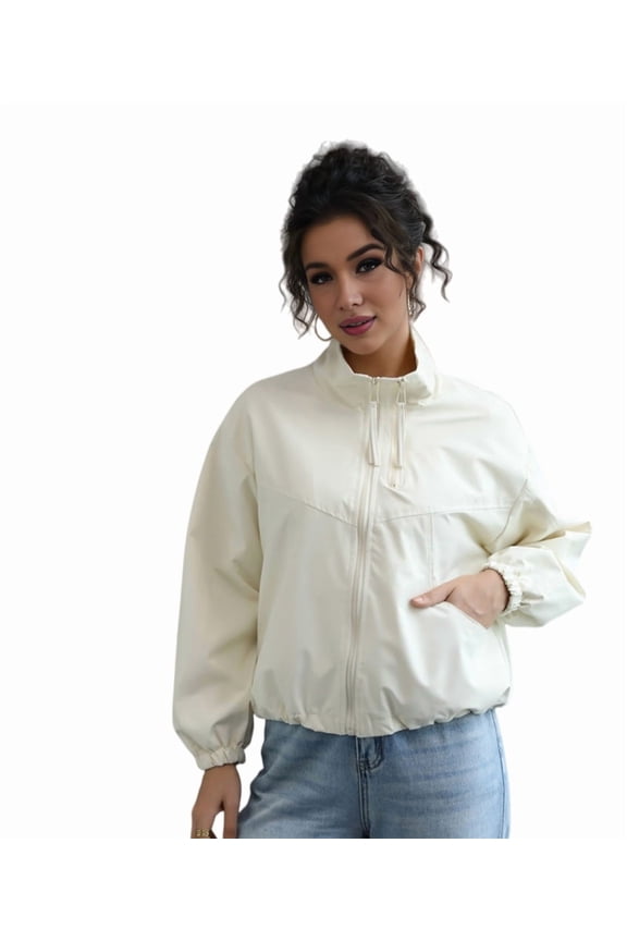 Women'S Light-Weight Waterproof Windbreaker Jacket - Running Hiking Jacket, Zip Up Hoodless Activewear White L