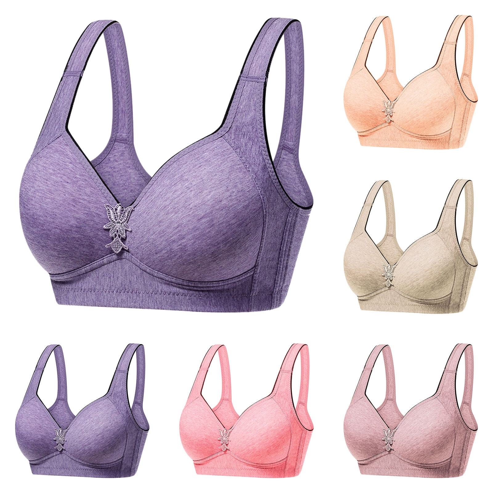 Women'S Lightly Lined Bra Cushioned Underwire Clear Back Bra Seamless Wire  Free Push-Up Bra Wireless Bras For Women Seamed Soft Cup Wirefree Bra  Support Yoga Bras Gym Running Workout Tank Tops 