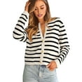thumbnail image 1 of Women'S Lightweights Button Down Long Sleeve Casual Crew Neck Soft Knit Cardigan Sweater Tops Black Apricot S, 1 of 9