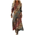 thumbnail image 1 of Women'S Linen Muslin Dress, Flowers, Maxi Dress, V-Neck, 3/4 Sleeves, Summer, Boho, Vintage Tunic, Beach Dress, Airy, A-Line, Soft Casual Dress, Colourful Festive Pockets, 1 of 4