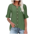 thumbnail image 1 of Women'S Linen Shirt Blouses for Women Fashion 2025 Summer Womens Funny T Shirts Loose Fit Summer Clothes for Short Women 2025 Vacation, 1 of 5