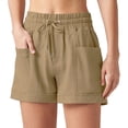 thumbnail image 1 of Women'S Linen Shorts Casual Summer Shorts High Waisted Comfy Pull on Shorts with Pockets Khaki XL, 1 of 7