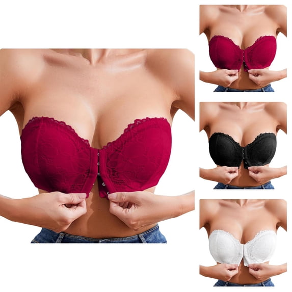 Front Closure Bras for Women No Underwire Push Up Strapless Bra Thin Non Slip Women'S Clothing