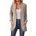 thumbnail image 1 of Women'S Long Cardigan, Autumn and Winter Long Sleeve Front Open Sweater with Pockets Apricot XL, 1 of 8