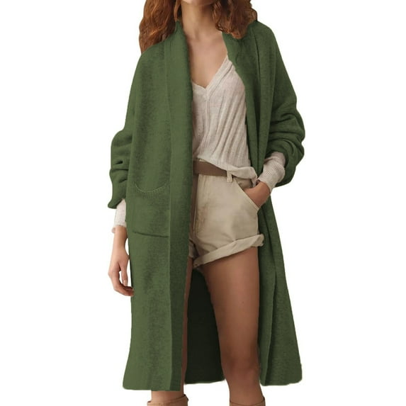 Women'S Long Cardigan Sweaters Chunky Open Front Oversized Slouchy Knit Fall Trendy Coatigan Jackets Green S
