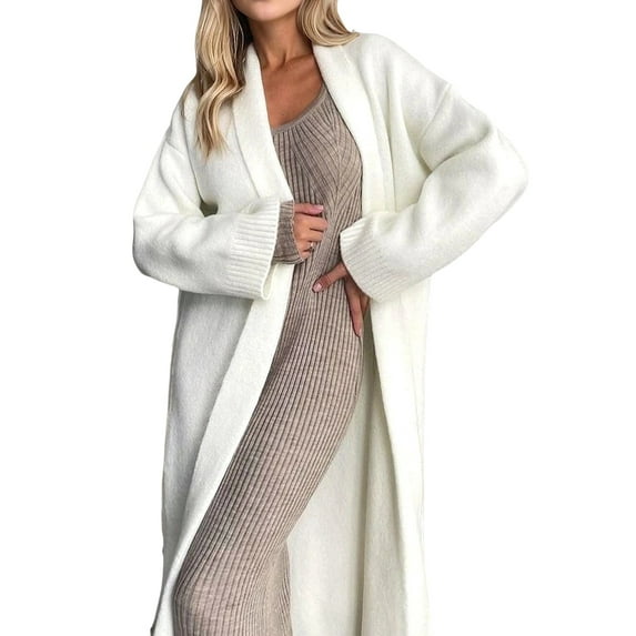 Women'S Long Cardigan Sweaters Chunky Open Front Oversized Slouchy Knit Fall Trendy Coatigan Jackets White M