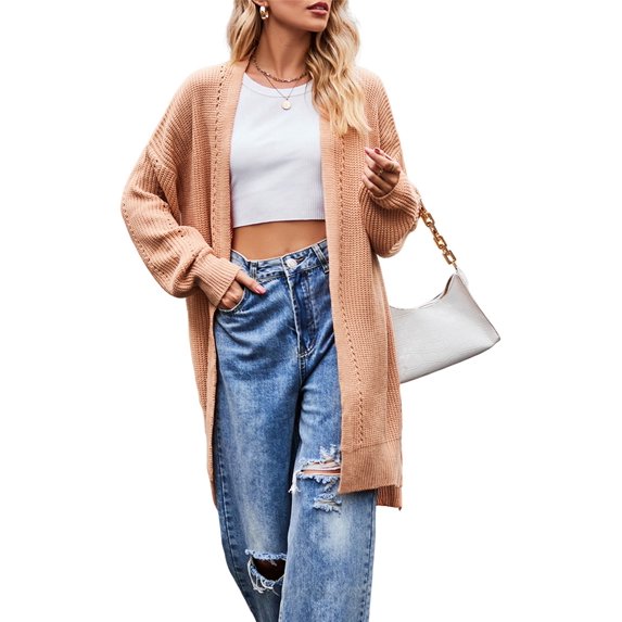 Women'S Long Cardigan Sweaters Open Front Oversized Duster for Women Pink M