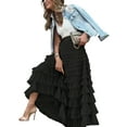 thumbnail image 1 of Women'S Long Maxi Tulle Skirts A Line Ruffle High Waisted Tiered Layered Mesh Tutu Skirt Petticoat Black XL, 1 of 6