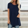 thumbnail image 1 of Women'S Long Shirt Short Sleeve T-Shirt Oversize Tops Large Sizes Summer O-Neck Casual Loose Blouse Casual Basic Tee Tunic Tops Daily Wear Loose Casual Women'S Wear Navy XXL, 1 of 6