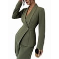 thumbnail image 1 of Women'S Long Sleeve Blazer and Straight Leg Pants Two Piece Set Elegant Office Formal Suit Outfit Green XL, 1 of 9