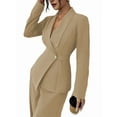 thumbnail image 1 of Women'S Long Sleeve Blazer and Straight Leg Pants Two Piece Set Elegant Office Formal Suit Outfit Khaki XL, 1 of 9