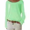 thumbnail image 1 of Women'S Long Sleeve Boat Neck Off Shoulder Blouse Tops Green S, 1 of 5