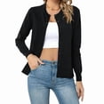 thumbnail image 1 of Women'S Long Sleeve Button Down Crew Neck Classic Sweater Knit Cardigan Black L, 1 of 6
