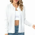thumbnail image 1 of Women'S Long Sleeve Button Down Crew Neck Classic Sweater Knit Cardigan White L, 1 of 6
