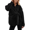 thumbnail image 1 of Women'S Long Sleeve Button Down Shirts Tie Waist Casual Loose Blouses Tops, 1 of 7