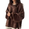thumbnail image 1 of Women'S Long Sleeve Crewneck Jumper with Side Slit, Casual Soft Ribbed Knit Fall Winter Pullover Sweater, 1 of 8