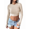 thumbnail image 1 of Women'S Long Sleeve Crop Tops 2025 - Basic Crew Neck Slim Fitted Fall Cropped Shirts  XXL, 1 of 6