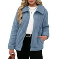 thumbnail image 1 of Women'S Long Sleeve Full Zip Soft Warm Fleece Jacket Blue M, 1 of 9