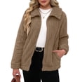 thumbnail image 1 of Women'S Long Sleeve Full Zip Soft Warm Fleece Jacket Khaki S, 1 of 10