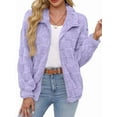 thumbnail image 1 of Women'S Long Sleeve Full Zip Soft Warm Fleece Jacket Light Purple XXL, 1 of 7