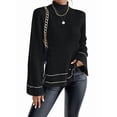 thumbnail image 1 of Women'S Long Sleeve High Neck Sweater Casual Loose Sweater Split Ribbed Knit Pullover Tops, 1 of 10