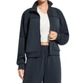 thumbnail image 1 of Women'S Long Sleeve Lapel Sports Jacket with Zipper Autumn and Winter Loose Outdoor Yoga Jacket Black M, 1 of 7