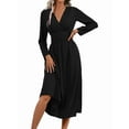 thumbnail image 1 of Women'S Long Sleeve Maxi Dress Fall Trendy Elegant V-Neck Flowy Wedding Guest Holiday Formal Long Dresses Black XL, 1 of 9