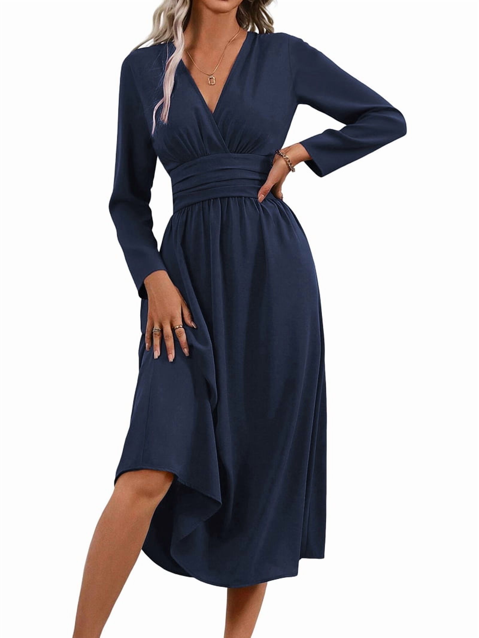Fall Long Sleeve Dresses For Women Women's Long Sleeve Boho Maxi Dress –  Smocked V-Neck, Flowy Wedding Guest Dress For Fall & Special Occasions  Floral Dress