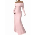 thumbnail image 1 of Women'S Long Sleeve Off the Shoulder Bodycon Dress Elegant Maxi Dress Cocktail Prom Dresses Pink L, 1 of 7