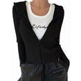 thumbnail image 1 of Women'S Long Sleeve Ribbed Knit Cardigan Drawstring Fitted Hooded Sweaters Fall Clothes Trendy Black M, 1 of 9