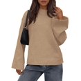 thumbnail image 1 of Women'S Long Sleeve Ribbed Knit Loose Pullover Sweater Tops Fuzzy Knit Casual Chunky Fall Outfits Clothes Khaki S, 1 of 9