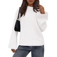 thumbnail image 1 of Women'S Long Sleeve Ribbed Knit Loose Pullover Sweater Tops Fuzzy Knit Casual Chunky Fall Outfits Clothes White XL, 1 of 9