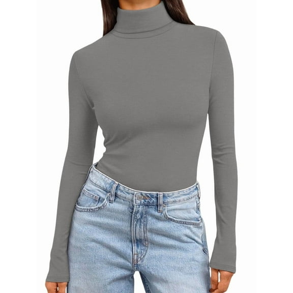 Women'S Long Sleeve Shirts Fall Fashion Basic Thermal Underwear Tops Winter Clothes Grey XL
