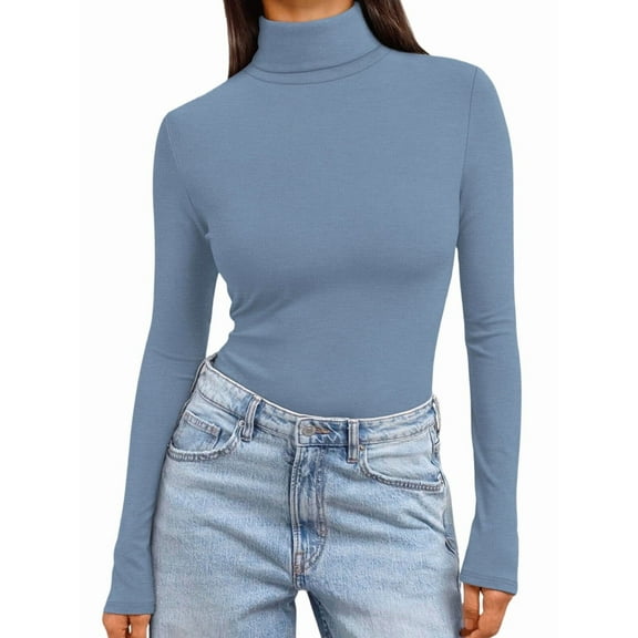 Women'S Long Sleeve Shirts Fall Fashion Basic Thermal Underwear Tops Winter Clothes Royal Blue XXXL