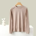 thumbnail image 1 of Women'S Long Sleeve Shirts Thermal Shirts For Women Ladies' Color Fleece Thermal Long-sleeved Round-neck Undershirt Top,Khaki,L, 1 of 9