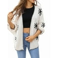 thumbnail image 1 of Women'S Long Sleeve Snowflake Pront Cardigan Knit Sweater Open Front Coat Cream White L, 1 of 8
