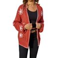 thumbnail image 1 of Women'S Long Sleeve Snowflake Pront Cardigan Knit Sweater Open Front Coat Orange S, 1 of 8