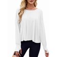 thumbnail image 1 of Women'S Long Sleeve Solid Color Loose - Fit Casual Yoga Top - Soft, Breathable for Yoga Cream White L, 1 of 8