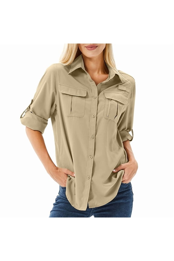 Women'S Long Sleeve Sun Protection Shirts Fishing Hiking Mud Yellow XXL