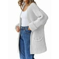 thumbnail image 1 of Women'S Long Sleeve Sweaters Coat Loose Knit Cable Open Front Cardigan Sweater Outerwear Coat with Pockets White XL, 1 of 8