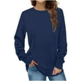 thumbnail image 1 of Women'S Long Sleeve Sweatshirts 2024 Winter Fashion Solid Round-Neck Lightweight Basic Pullover Tops Navy S, 1 of 5