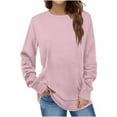 thumbnail image 1 of Women'S Long Sleeve Sweatshirts 2024 Winter Fashion Solid Round-Neck Lightweight Basic Pullover Tops Pink XXL, 1 of 5