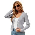 thumbnail image 1 of Women'S Long Sleeve V-Neck Button Down Cardigan Knit Shrugs Sweater Grey XL, 1 of 7