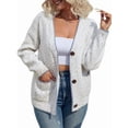 thumbnail image 1 of Women'S Long Sleeve V-Neck Contrast Color Button Knitted Sweater Fall Winter Pocket Cardigan Jacket Cream White S, 1 of 9