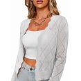 thumbnail image 1 of Women'S Long Sleeve V-Neck Knitted Cardigan Jacket Buttonless Knitted Shawl Sweater Grey XXXL, 1 of 8