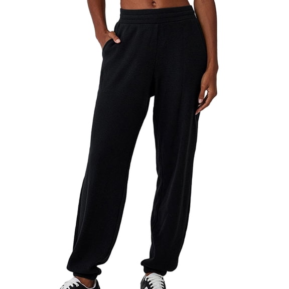 Women'S Long-Sleeved High-Neck Sweatshirt and High-Waisted Jogger Pants Fitness Sports Set Black Long Pants M