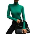 thumbnail image 1 of Women'S Long-Sleeved Shirt Autumn and Winter Fashion Basic Thermal Underwear Tops Green L, 1 of 8